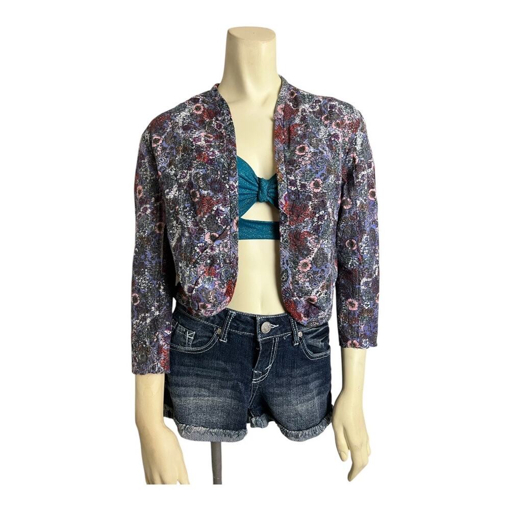 Handmade Floral Lace Bolero Jacket Blazer Cottage Granny Boho Xs S